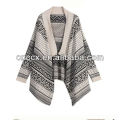 13 STC5506 lady lã poncho shalw-colar jacquard cardigan camisola